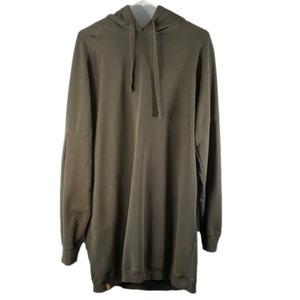 Organic Cotton Oversized & Long Olive Hooded Sweatshirt Size Large